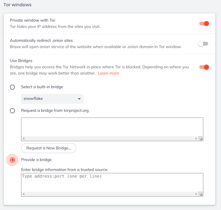 Brave browser Snowflake feature