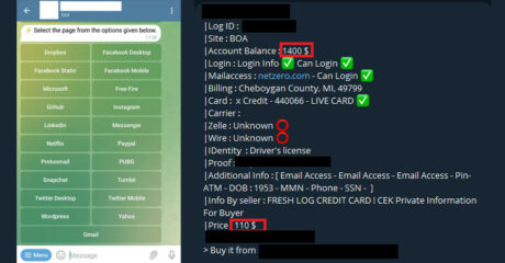 Marché des kits de phishing sur Telegram