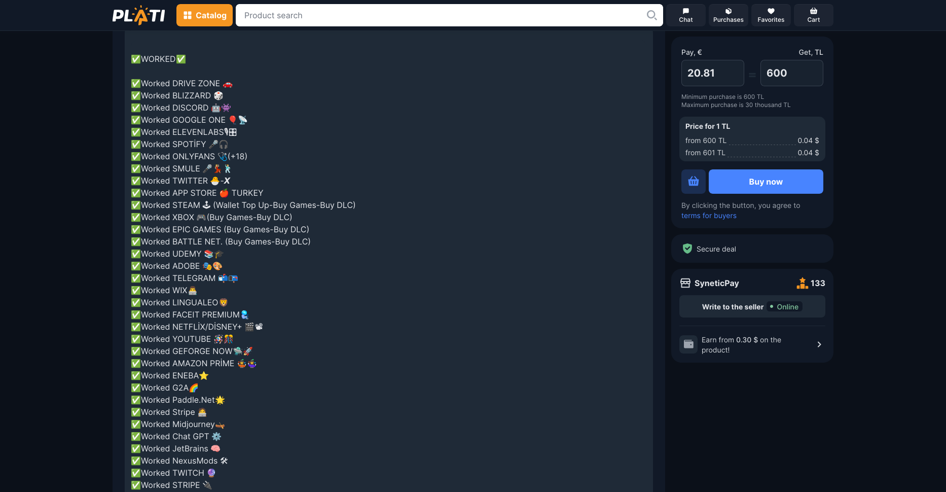 Liste des services compatibles avec la carte VCC turque : Discord, Spotify, Netflix, JetBrains, Udemy
